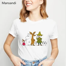 Moomins, футболка с надписью на день, футболки с графическим принтом, женские модные Забавные футболки, Женская Футболка harajuku tumblr, топы, футболка femme