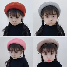 Модная осенне-зимняя шапка, детский однотонный берет, уличная шапка для девочек, шляпа художника, французская шапка, casquette