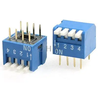 

10 Pcs 2.54mm Pitch 4 Position Piano Type DIP Switch Blue