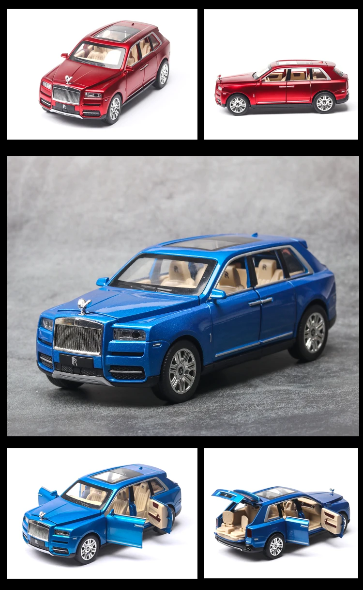 1:24 Rolls Royce Cullinan, модель автомобиля из сплава, большой размер, имитация внедорожника, металлическая модель автомобиля, светильник со звуковым поворотом, масштаб автомобиля, миниатюрный автомобиль