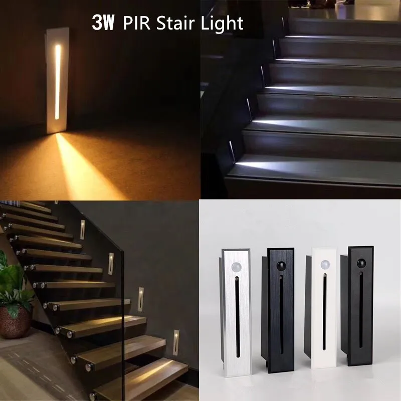 3W Built-in wall corner light PIR Motion Sensor rectangle Led Step Decoration Lamp Indoor/Outdoor Hallway staircase Lamps