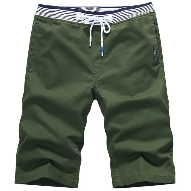 army green Хлопковые короткие мужские однотонные дышащие повседневные шорты летние мужские короткие модные военные армейские брюки до колен для фитнеса 4XL - Цвет: army green