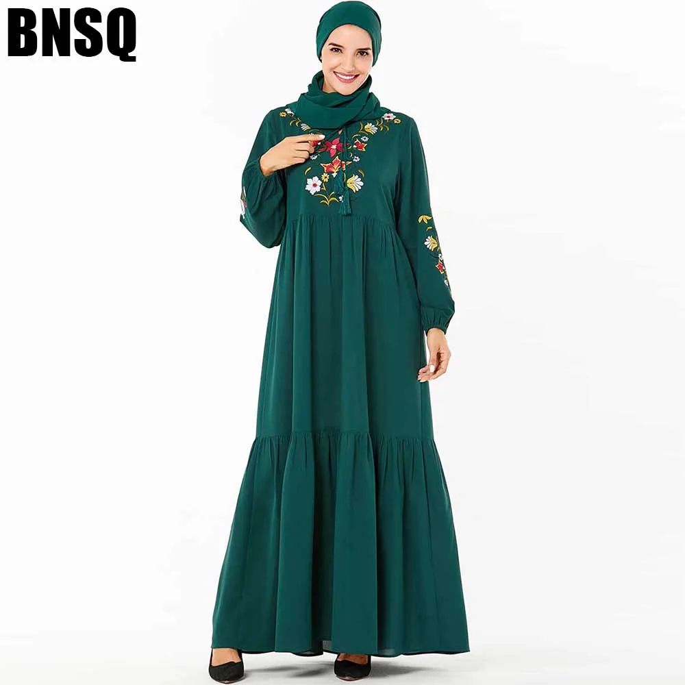 BNSQ мусульманское женское платье хиджаб с длинным рукавом макси abaya jalabiya брикет