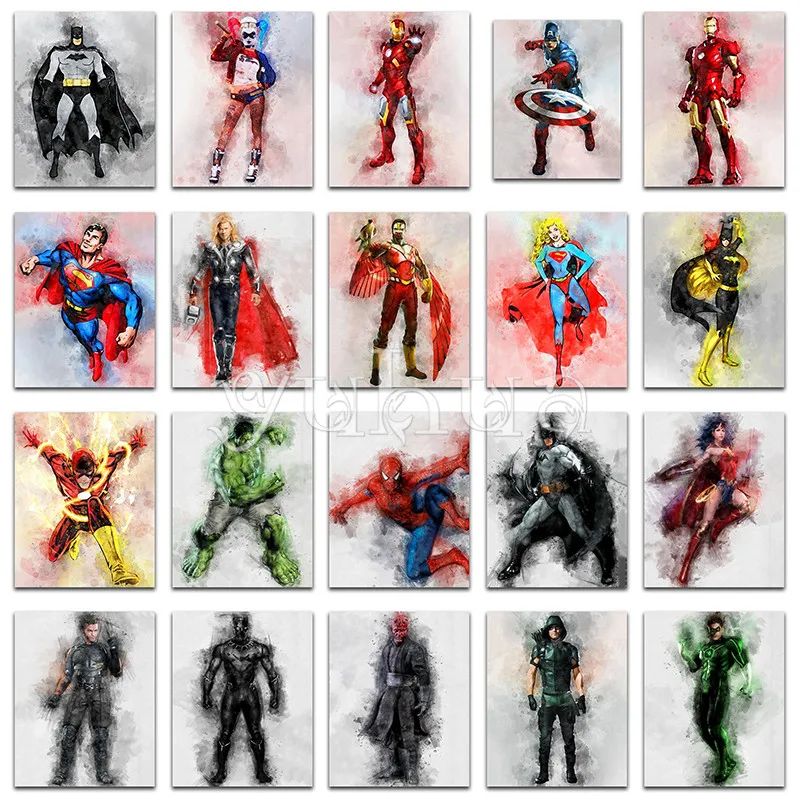 

5D Diamond painting Cartoon Marvel DC superhero girl deer cat Full Square Diamond embroidery Cross stitch Round Diamond mosaic