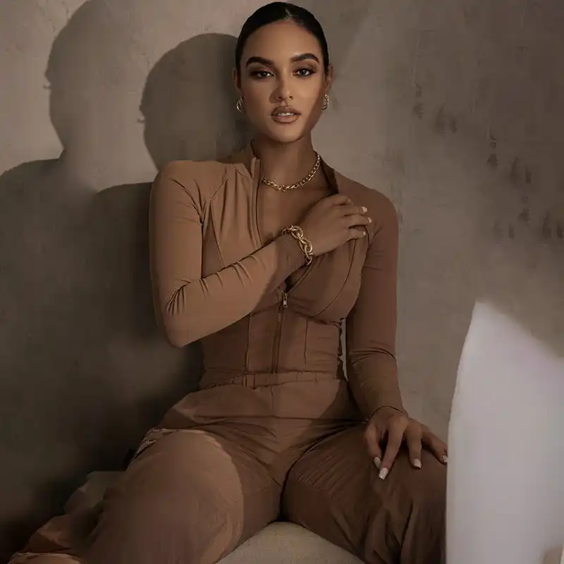 圧力ケーブル胸強調しボディスーツ女性のファッション新セクシーな弾性タイトジッパーすべてマッチカジュアルワンピーススーツ Aliexpress