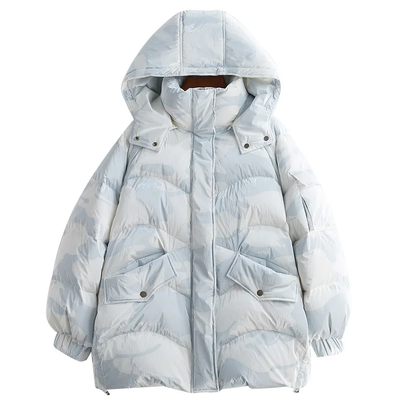 

New Down Jackets Girls Long Even Hat Bai Yarong Keep Warm Winter Loose Coat