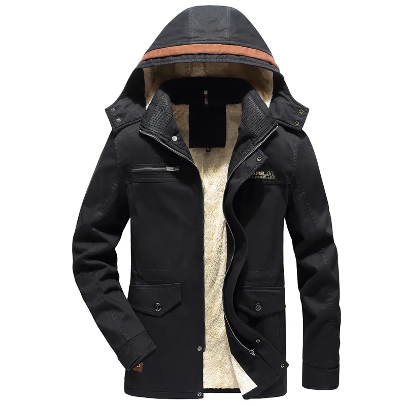 

Winter Men's Large Size plus Velvet Hooded Jacket Large Size Washing Trench Coat Hooded Brushed Coat Men's
