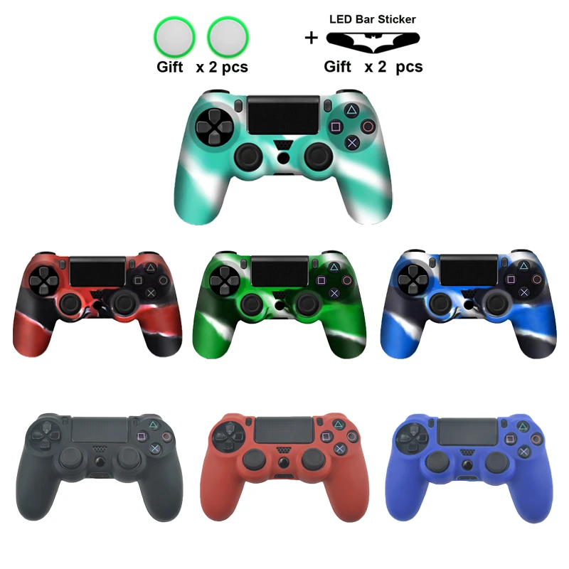 For Ps4 Controller Gamepad Silicone Rubber Skin Case Protective Cover For Playstation 4 Controller Controle Joystick Thumbgrips Cover For Covers Rubbercover Covers Aliexpress