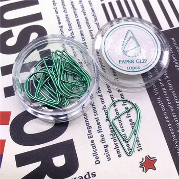 

10pcs Water drop Shape Paper Clips Creative Interesting Bookmark Clip Memo Clip Mini Metal Shaped Paper Clips