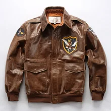 Новинка, мужская куртка A2 Air Force AVFLY, куртка из натуральной кожи, мужская куртка-бомбер из натуральной коровьей кожи, Мужская мотоциклетная кожаная куртка