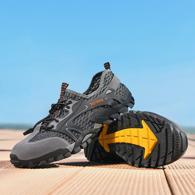 Men Mesh Aqua Shoes Professional Non-slip Durable Trekking Upstream Shoes Male Hiking Wading Water Sports Sneakers
