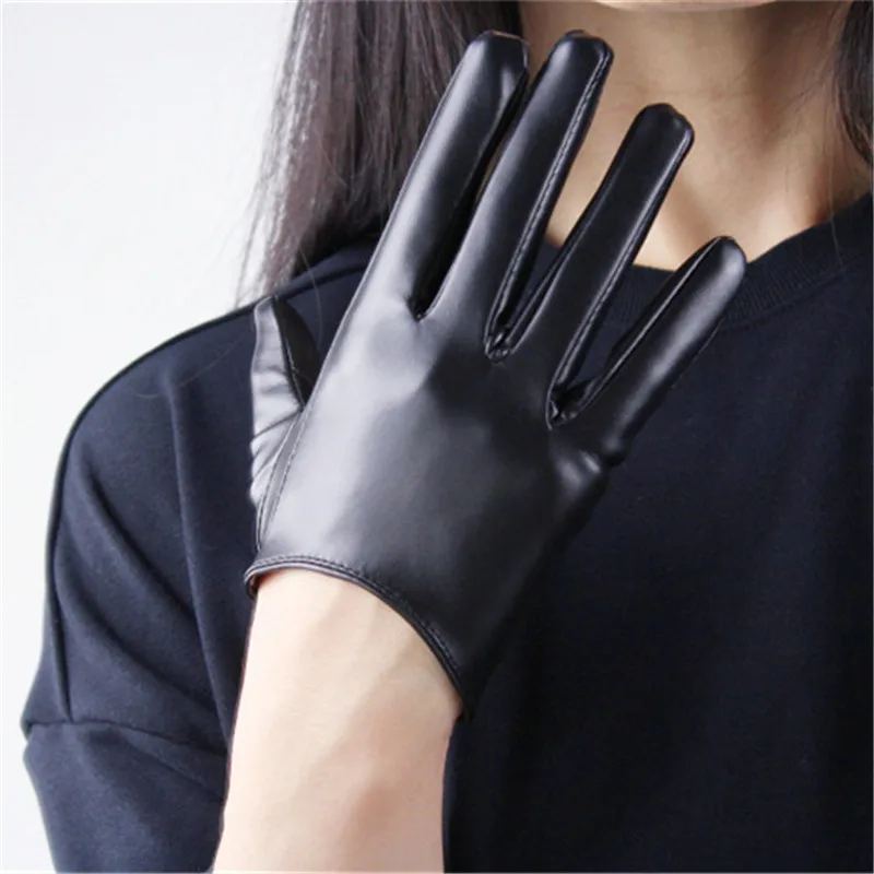 Black touch 16 см лакированные кожаные короткие перчатки яркие белые черные красные из имитации кожи замшевые зеркальные Яркие Кожаные женские перчатки PU117 - Цвет: Black touch
