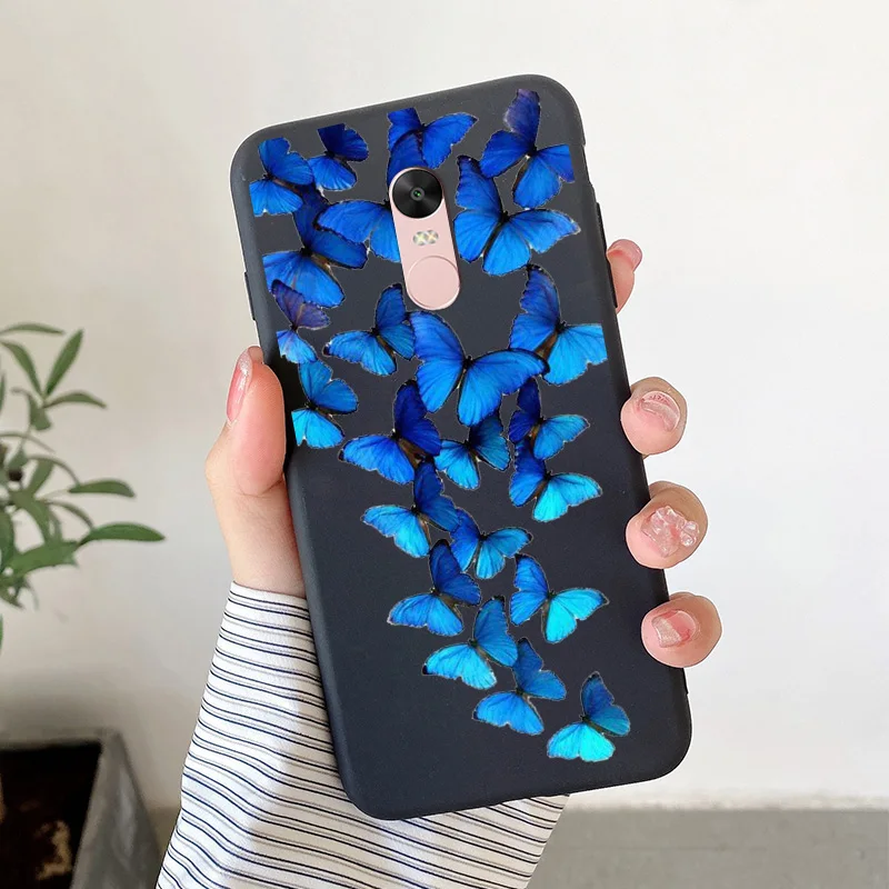 Matte Silicone Soft TPU Shell For Xiaomi Redmi Note 4 4x Note 5Pro Note 5A Cartoon Butterfly Shell For Redmi Note5a Phone Cover cell phone lanyard pouch Cases & Covers