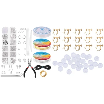 

Jewelry Repair Kit Jewelry Fixing Kit with 30 Pieces Brass Clip Earring Assembly Plastic Ear Clip Cushion