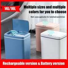 16L Automatic Touchless Smart Sensor Rubbish Waste Bin Infrared Motion Kitchen Trash Can Garbage Bins for Home Kitchen Bedroom