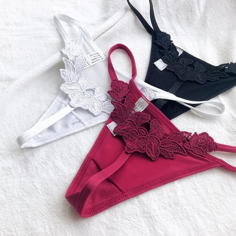 

European Sexy Thong Pants Women's Cotton Underwear Fashion Flower Panties Low Waist Seamless Briefs Female G-String Lingerie