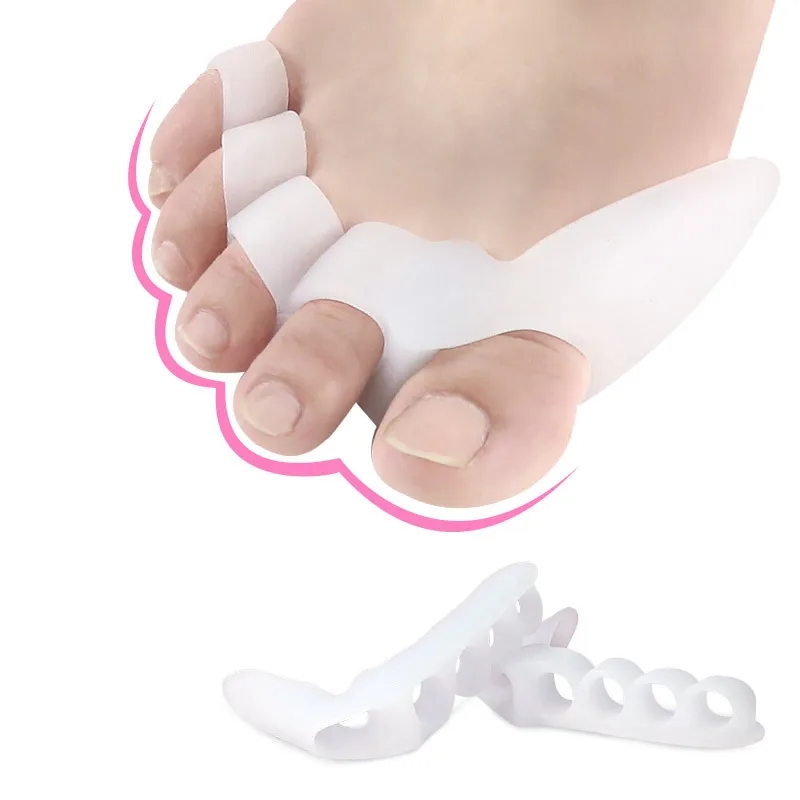 

2pcs Silicone Gel Toe Separator 5 Hole Feet Fingers Thumb Valgus Protector Bunion Adjuster Hallux Valgus Guard Foot Insoles
