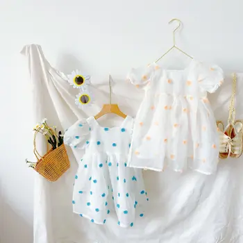 

2020 New Stylish Girls Dots Dress Summer Short Sleeve Fashion Girls Dresses 3-8 Years