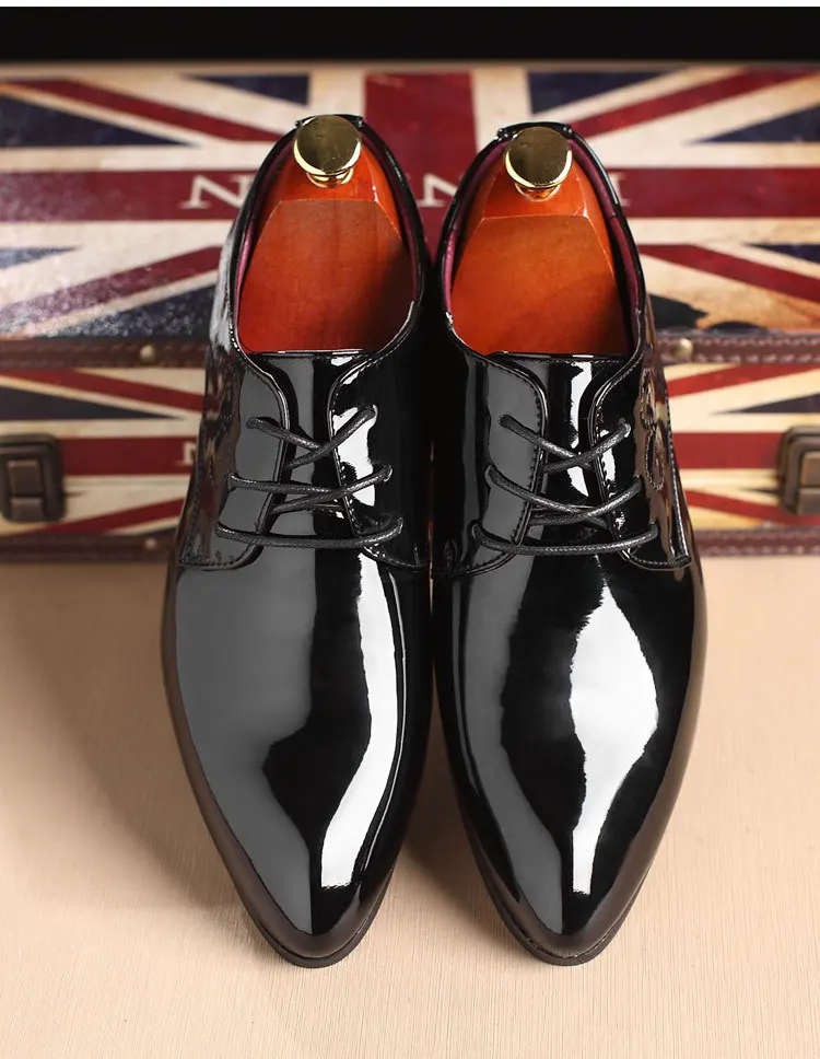 Мужские яркие Кожаные модельные туфли; деловые туфли строгого стиля хорошего качества острый носок оксфорды, Мужская Свадебная обувь с острым носком