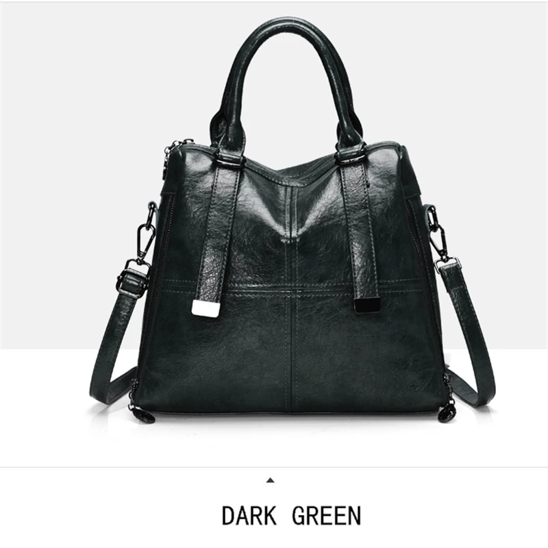Роскошные женские сумки, дизайнерские мягкие кожаные винтажные женские сумки через плечо, сумки на руку для женщин, повседневные сумки-тоут - Цвет: Dark Green