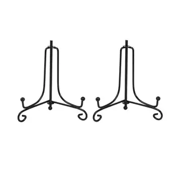 

(2 Pack)Iron Display Stand, Black Iron Easel Plate Display Photo Holder Stand, Displays Picture Frames, Cookbooks, Decorative Pl