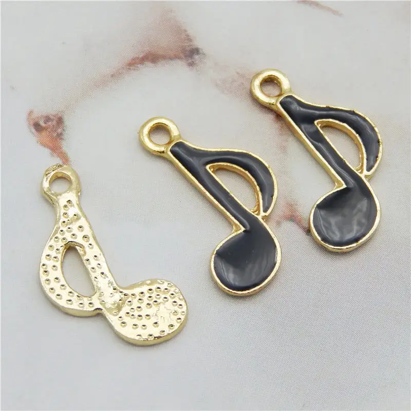 Enamel Black Music Note Charms Pendant Music Jewelry