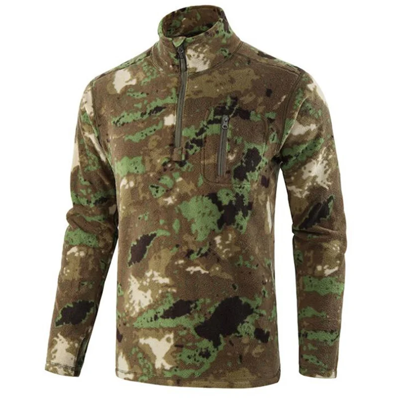 Hiking Jackets Softshell Jackets Polar Fleece Jacket Outdoor Fleece Thermal Jackets Militarmy Camouflage Tactical Hiking Sportwear Outerwear Windproof Camping Hunting Clothing