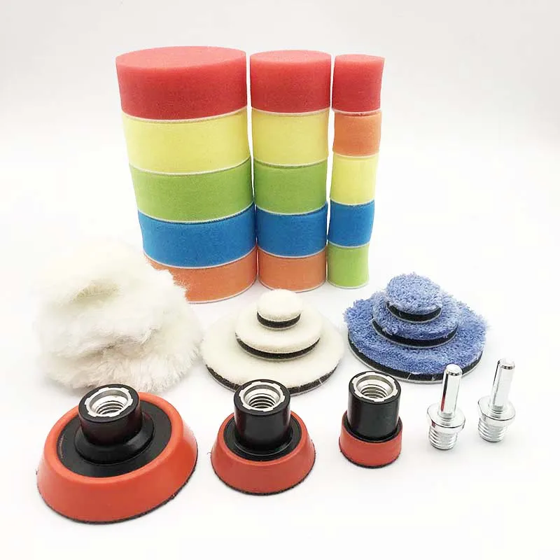 

29Pcs Sponge Buffing Polishing Pad Buffer Kit For Electric Auto Polishers Useful Colorful Wool