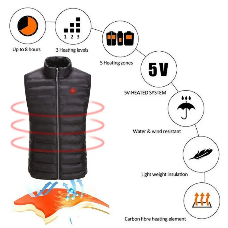 

Men's And Women's Warm Clothing Electric Heating Vest Winter Outdoor Camping Hiking Fishing Hunting High Quality Hot Sale