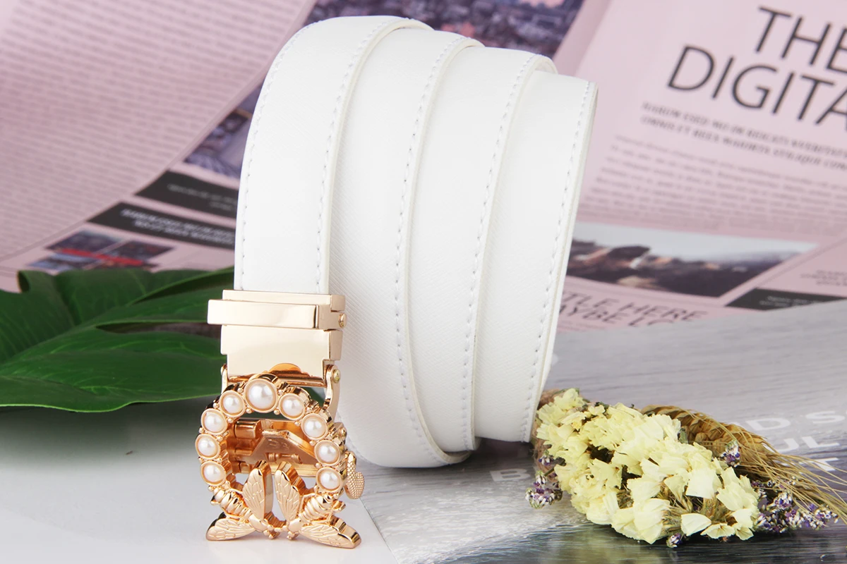 New Fashion Women's Belts Genuine Leather Designer High Quality Belt Women Luxury Straps for Woman White Automatic Buckle Belts