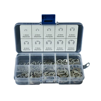 

200pcs 304 Stainless Steel E-Clip Retaining Circlip Assortment Kit 1.5mm - 10mm