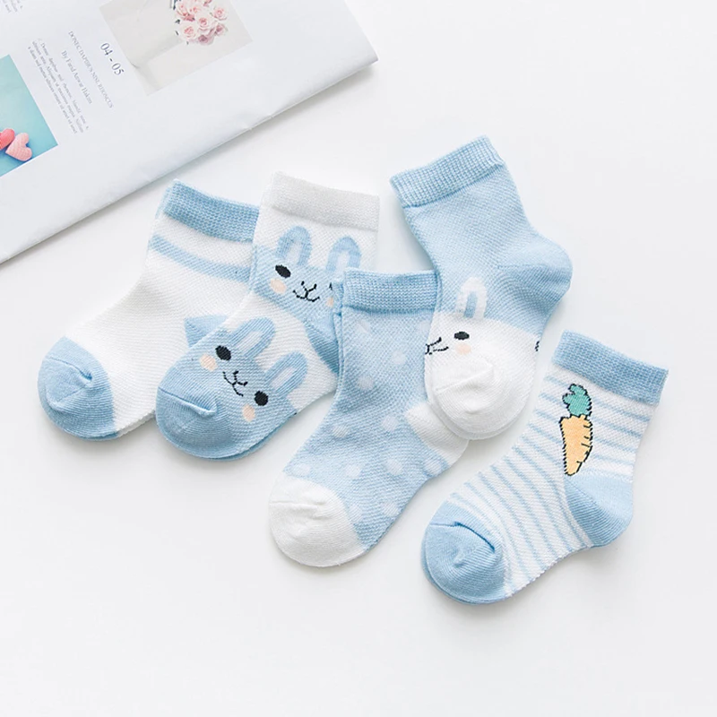 5 пар/лот, весенне-осенние детские носки детские хлопковые сетчатая лодка, носки Дышащие Короткие Носки с рисунком для маленьких мальчиков и девочек