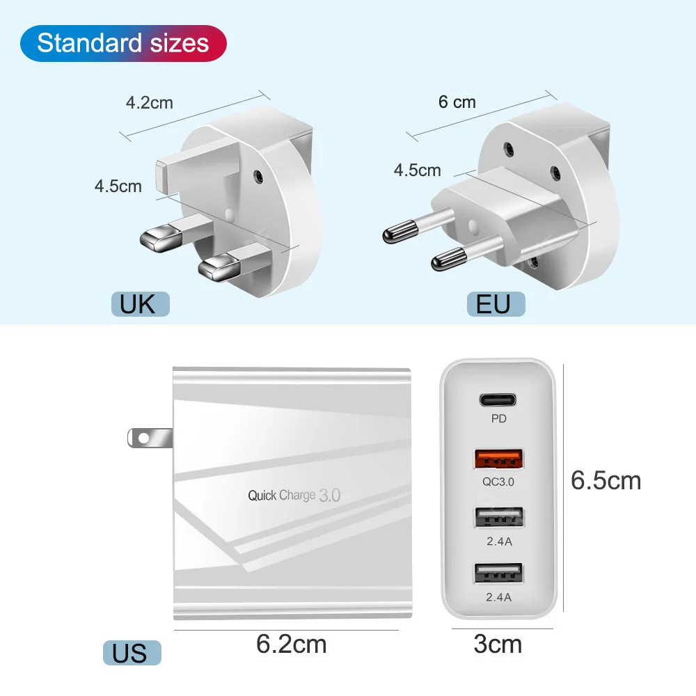 48 Вт Быстрая зарядка 3,0 PD USB зарядное устройство для iPhone 11 Pro Max samsung huawei Phone быстрое настенное зарядное устройство EU US UK мульти подключить usb-адаптер