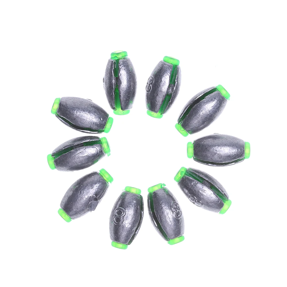 Plomb Peche Carpe 80g Plombs De Pêche Eivdru - Lot De 10 Poids En Forme D'olive Avec Anneaux (20g à 120g) Plomb Peche 100g