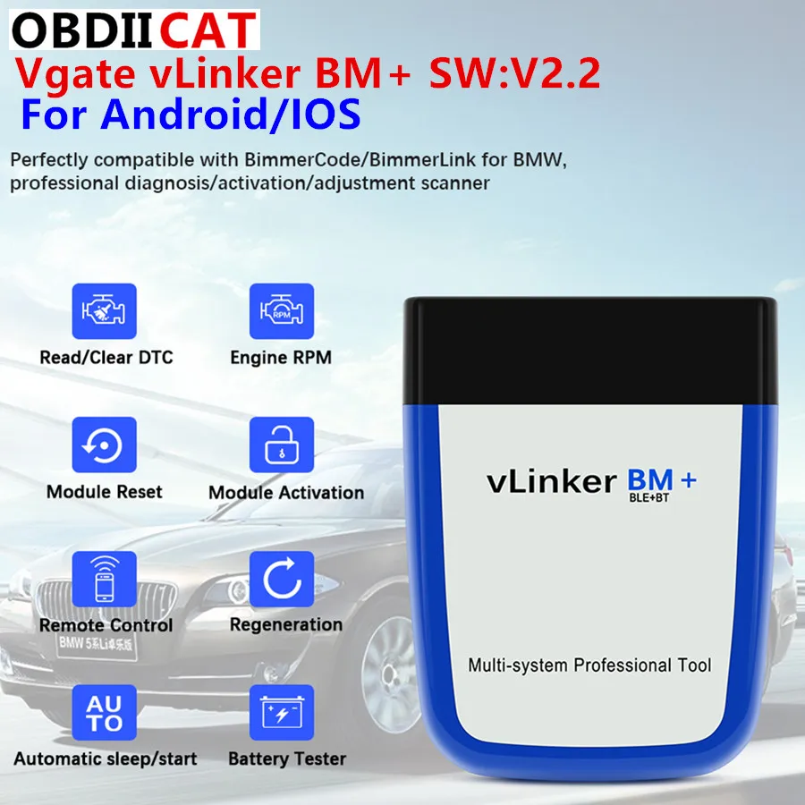 Vgate vLinker BM+ ELM327 For BMW Scanner wifi Bluetooth 4.0 OBD2 OBD 2 Car Diagnostic Auto Scan Tool Bimmercode ELM 327 V 1 5 2