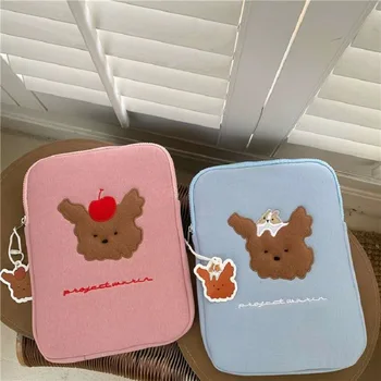 

Ins Wind Simple Cherry Bear IPAD Flat Storage Bag Plus Velvet Computer Bag Portable Plus Velvet