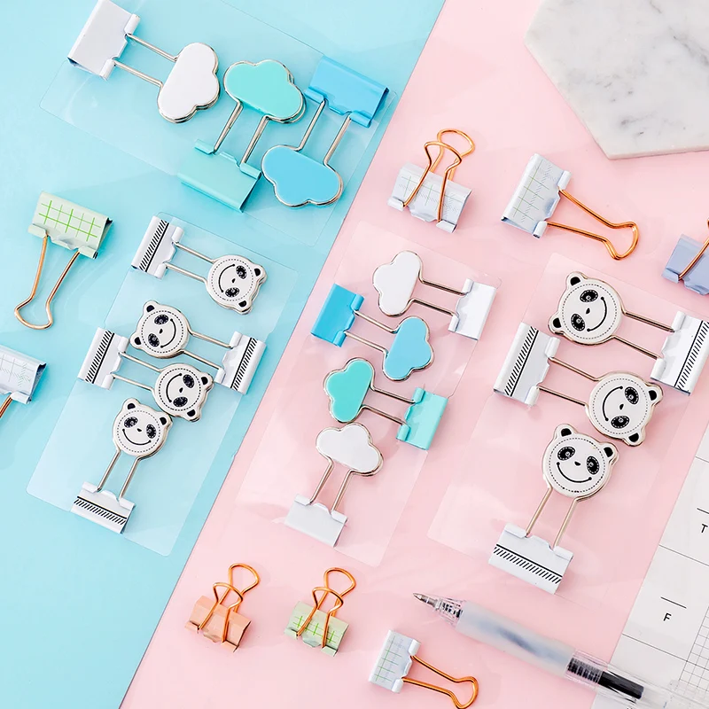 

1set Mini Metal Binder Clips Cartoon Office File Clip Cute Cartoon Paper Clip Notes Letter Learning Supplies School Office