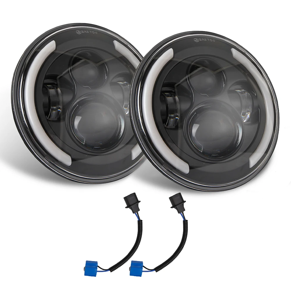Для Jeep Wrangler JK LJ TJ CJ 7 дюймов круглый светодиодный светильник на голову s Halo Angle Eyes внедорожный автомобиль гидроцикл мотоциклы рабочий светильник