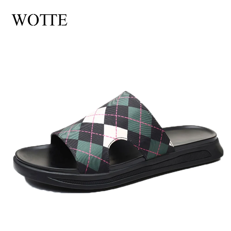 WOTTE Men Slippers Black Indoor Shoes Non-slip Summer Outdoor Beach Slides Soft Sandals Home Bathroom Flip Flops chanclas hombre | Обувь