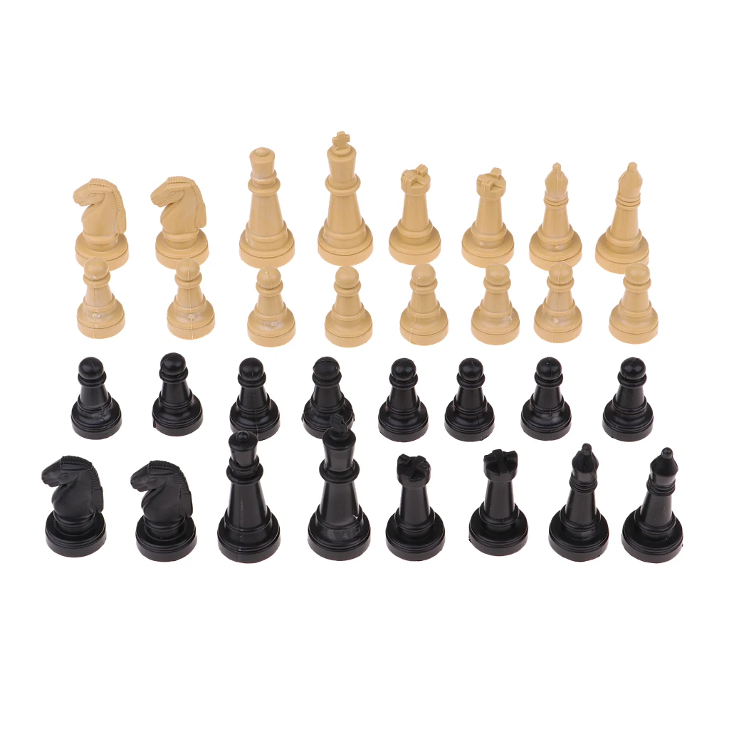 32pcs Wooden + Black Plastic Chess Pieces Lot Party Board Game Toy Accessories Chess Pieces
