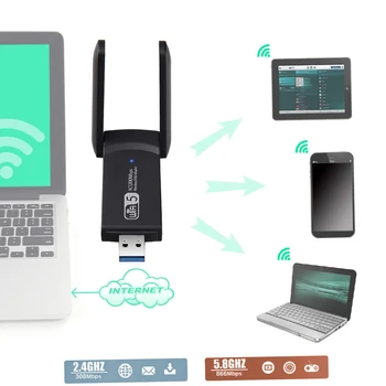 

1200M Desktop Wifi Adapter Mini 2.4Ghz 5.8Ghz External Dual Band Wireless Network Card Wlan Receiver With Antenna USB 3.0 Dongle