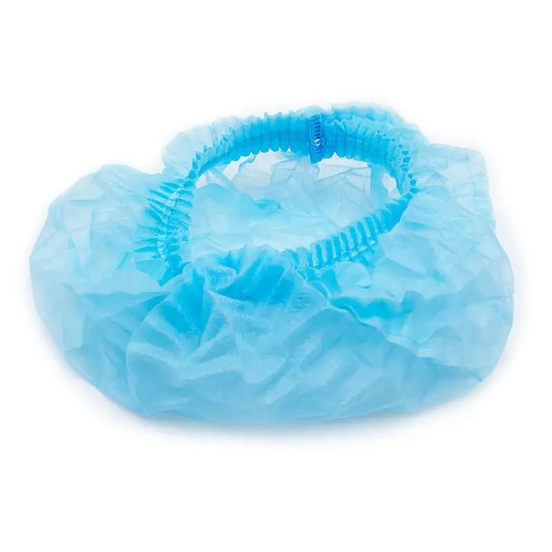 100pcs/set Disposable Bouffant Caps Hair Head Cover Net Blue/White Non-Woven Cap for Food Service | Красота и здоровье