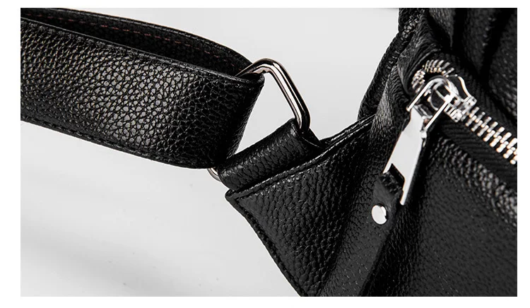 Double zipper Women Backpack Retro Black Ladies Large Soft Real Leather Backpacks Purse 15 inch Casual Girls School knapsack Bag (14)