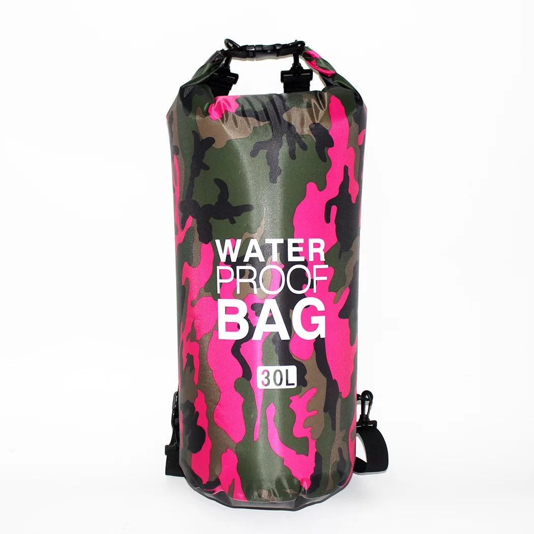 30L pink ПВХ Водонепроницаемый сухой мешок 2L 5L 10L 20L 30L Camo Открытый Дайвинг Складная спортивная сумка пляжная сумка для плавания рафтинг река океан рюкзак - Цвет: 30L pink