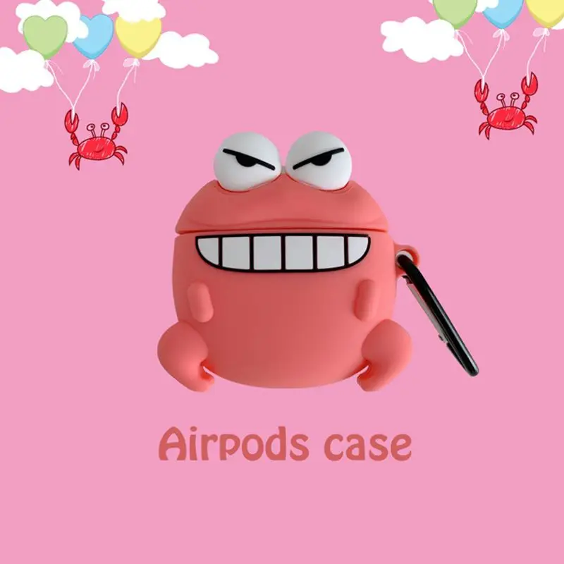 Уникальный Краб Защитный чехол силиконовый чехол с карабином для Airpods 1/2