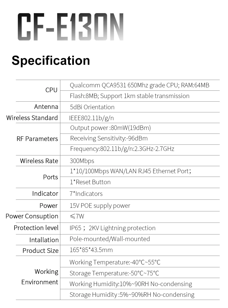 Длинный Диапазон 300 Мбит/с 2,4G открытый точка 5dBi Wi-Fi беспроводной роутер CPE wifi для IP cam