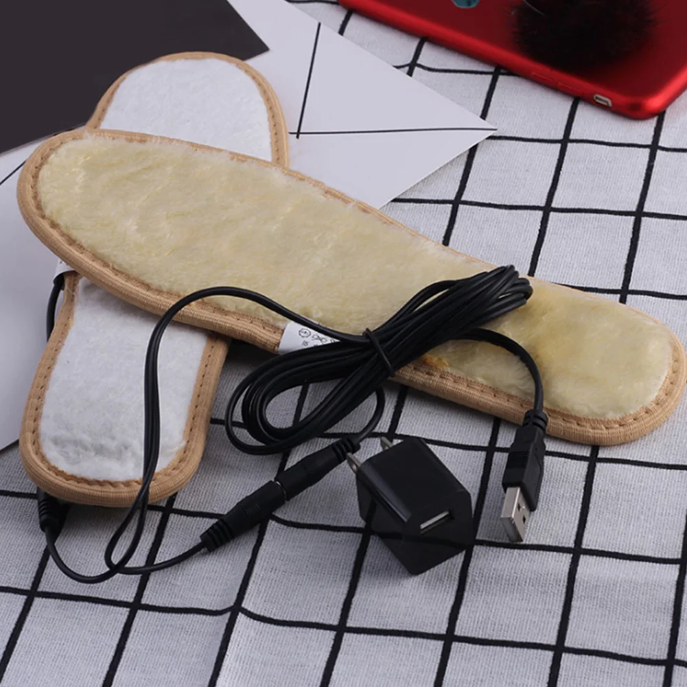 1 пара подушечек USB интерфейс ходьба Электрический нагрев стельки Открытый Туризм Спорт Мягкие Зимние плюшевые ботинки Кемпинг ноги грелка