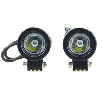 

2pcs/1 Pair Universal White Aluminum Motorcycle ATV LED Headlight Round Driving Fog Light Blub Glass Lens Spot Lamp 10W 6500K