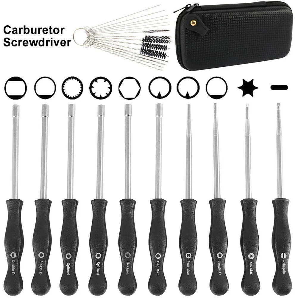 Adjusting Tool Motor Carburetor Screwdriver Set Handle Parts Storage Box Professional Auto Cleaning Brush Repair Kit