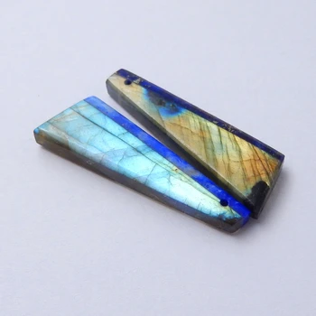 

Wholesale gemstone,Birthday gift,Natural Lapis Lazuli and Labradorite intarsia Earrings Pairs 33x11x5mm,4.8g